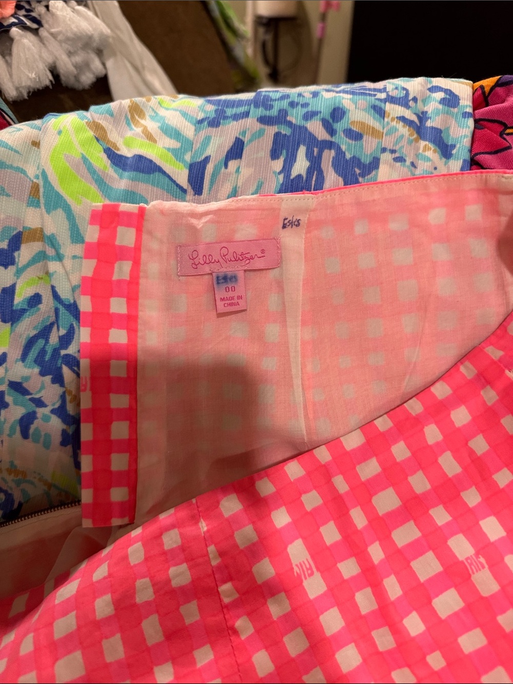 Lilly Pulitzer Women's Pink Gingham Scallop Hem Skirt, 00 - Picture 3 of 3